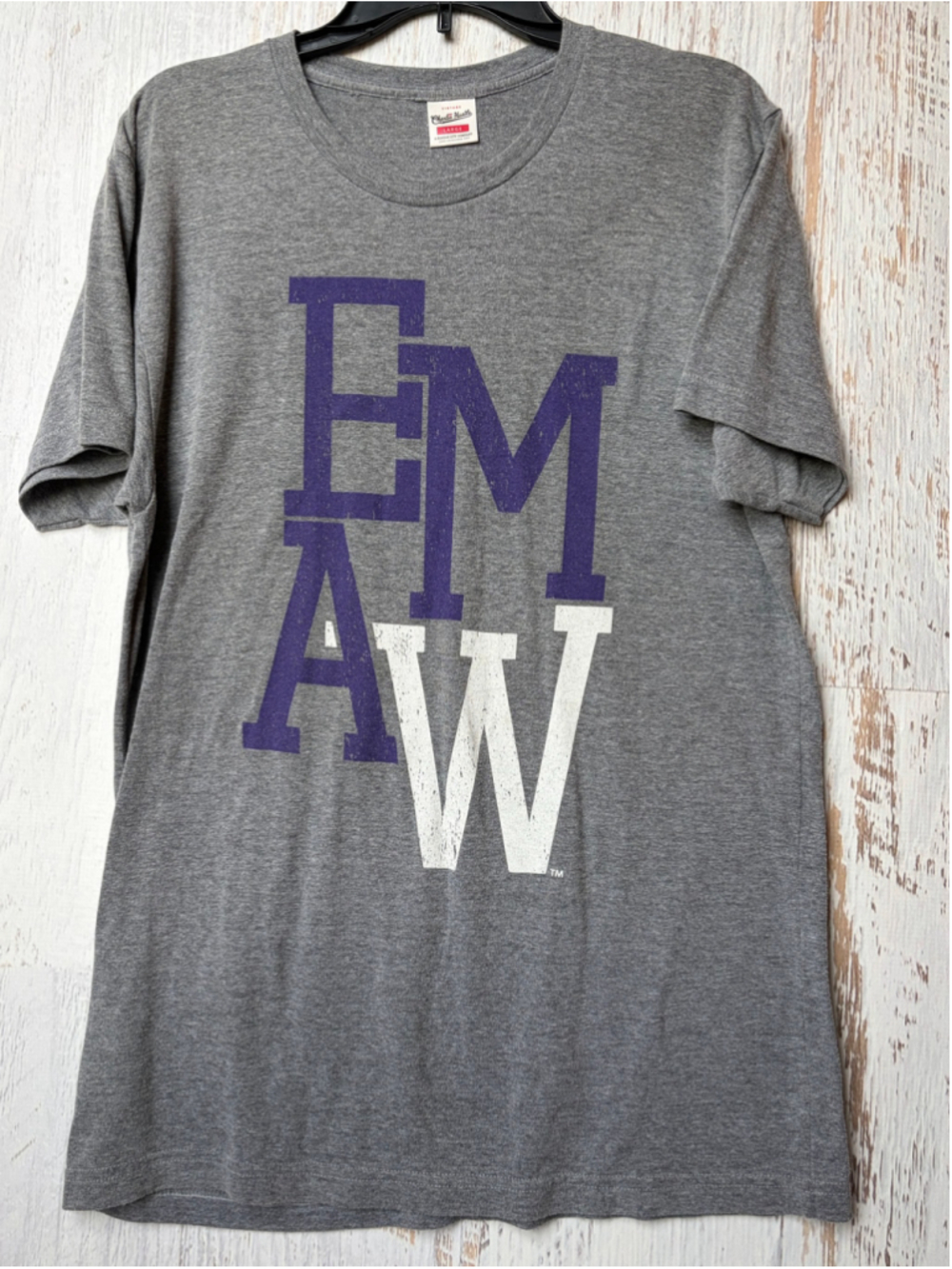 Men's Charlie Hustle T-Shirt Size L Grey Purple Short Sleeve Tee